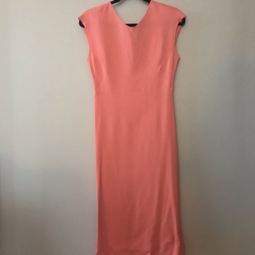 Zara Cap Sleeves Coral Midi Dress - Picture 5 of 9